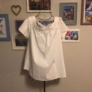 Eva Mendes White Off the Shoulder Blouse